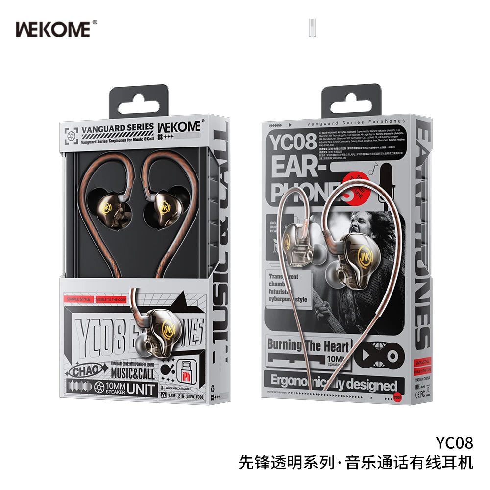 WEKOME Pioneer Transparent Music Call Wired Earphones