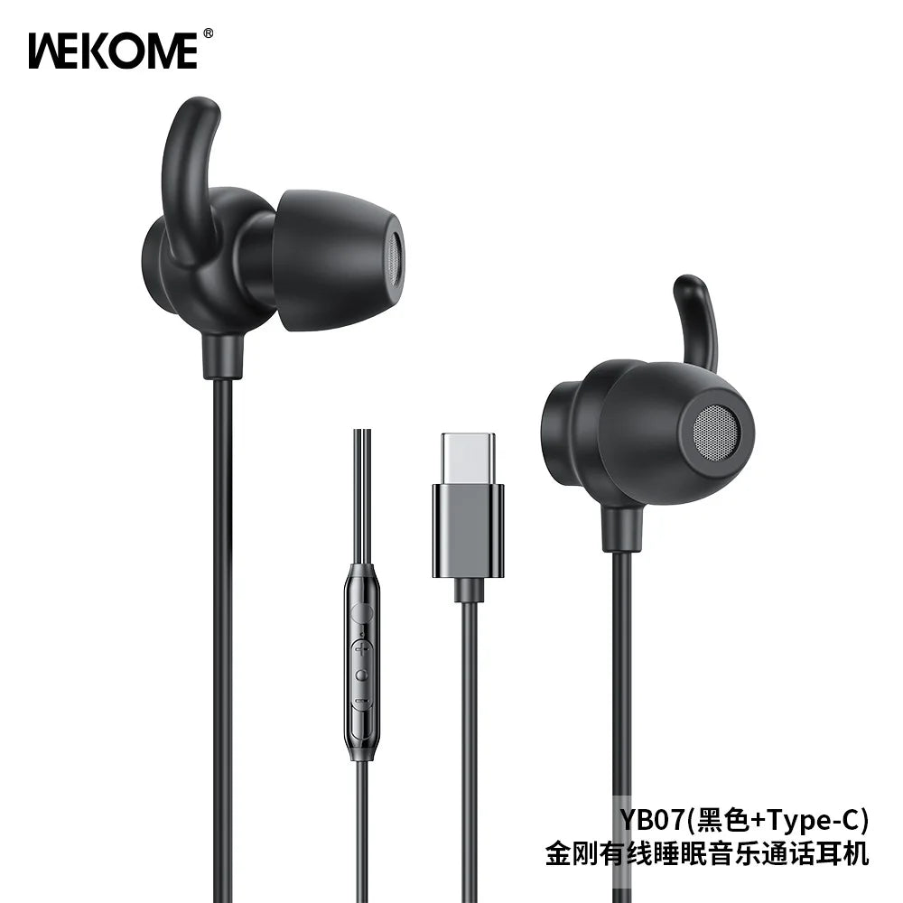 WEKOME Sleep Noise Reduction Wired Headset – Type-C / 3.5mm, In-Ear Soft Silicone, iPhone Compatible