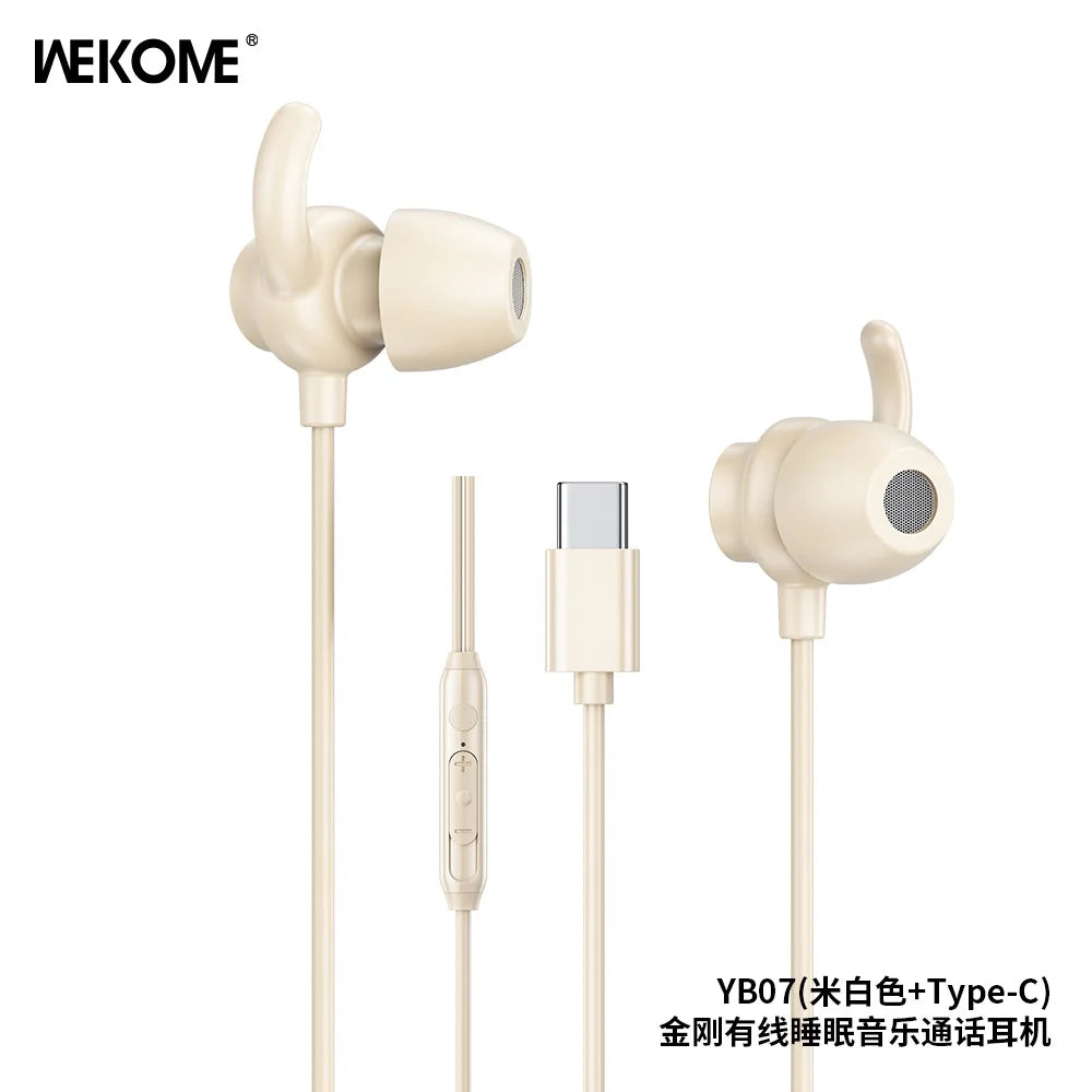 WEKOME Sleep Noise Reduction Wired Headset – Type-C / 3.5mm, In-Ear Soft Silicone, iPhone Compatible