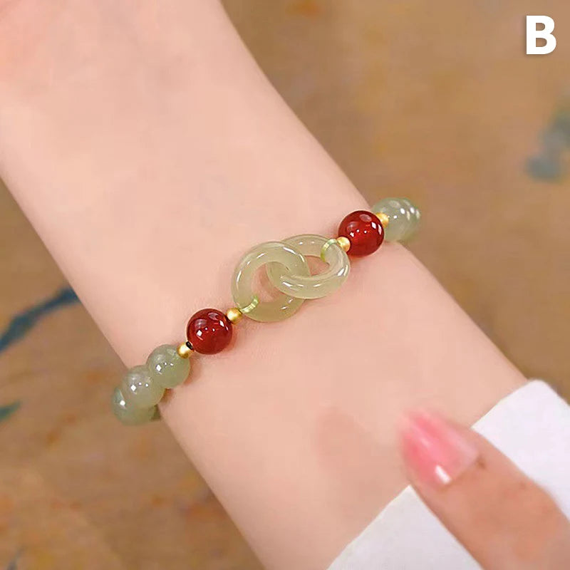Natural Jade Bead Bracelet for Mom – Heart Charm Mother’s Day Jewelry Gift