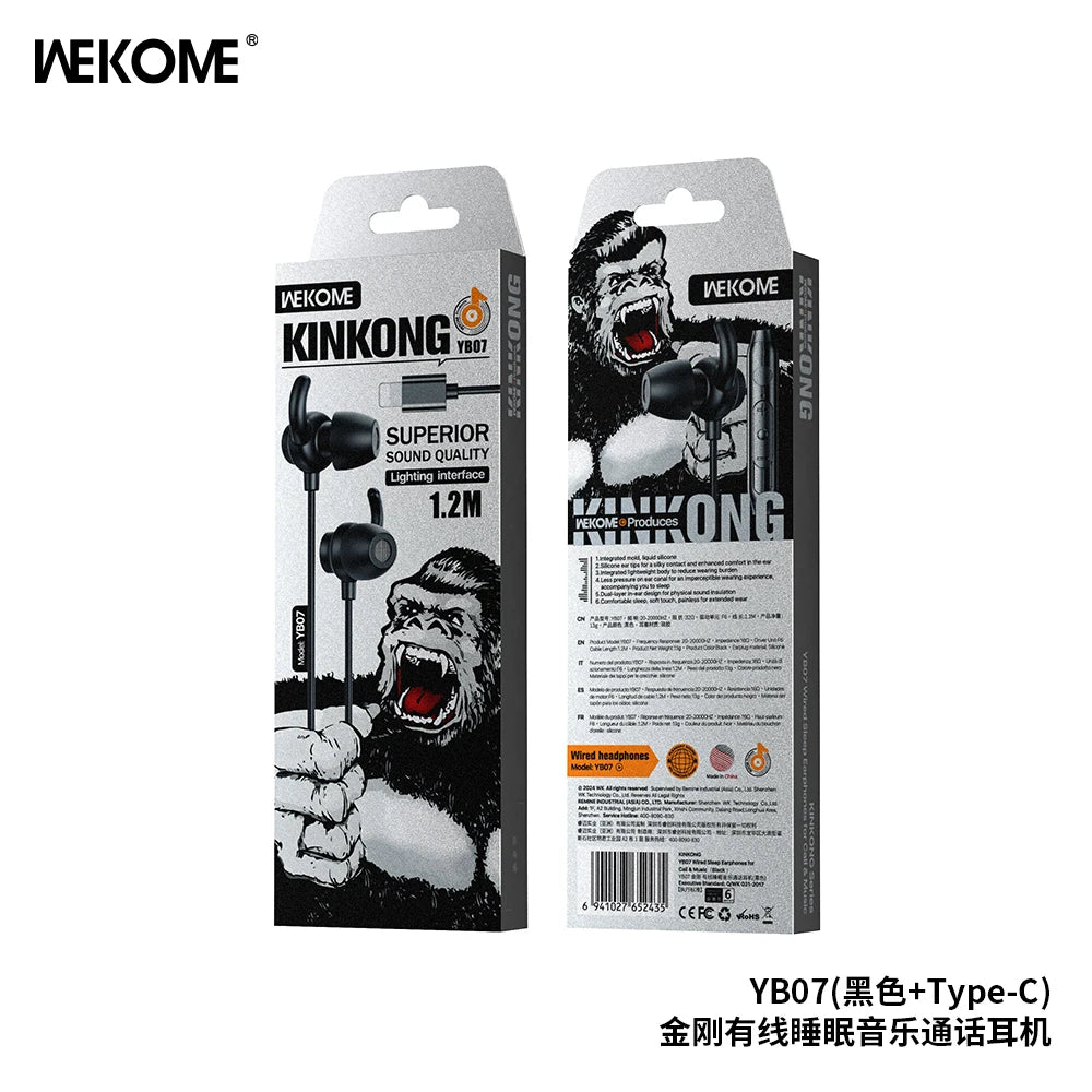 WEKOME Sleep Noise Reduction Wired Headset – Type-C / 3.5mm, In-Ear Soft Silicone, iPhone Compatible