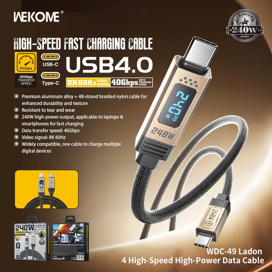 Limited Offer: WEKOME 240W Super Fast Charging Cable with Power Display